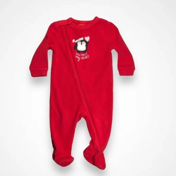 4/$20 Joe Fresh  Red Fleece Christmas Footie - Picture 1 of 4